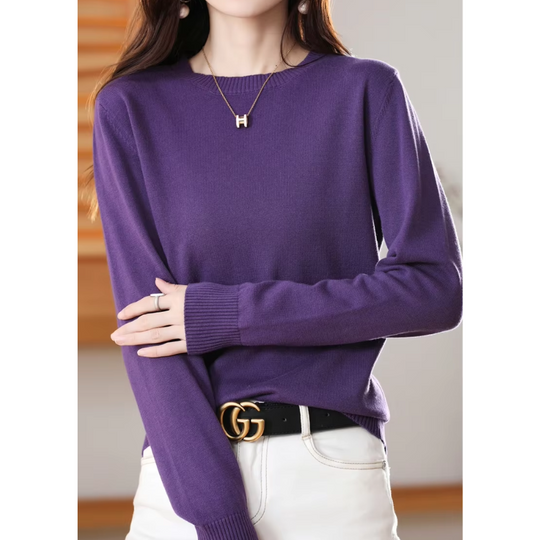 Moda Cashmere Trui Dames – Klassieke Ronde Hals, Zacht & Ademend
