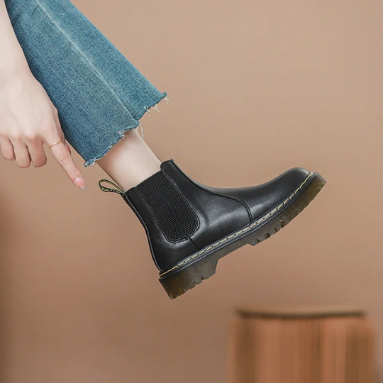 Deliqua - Dames Chelsea Boots van Leer met Treklus en Gripzool
