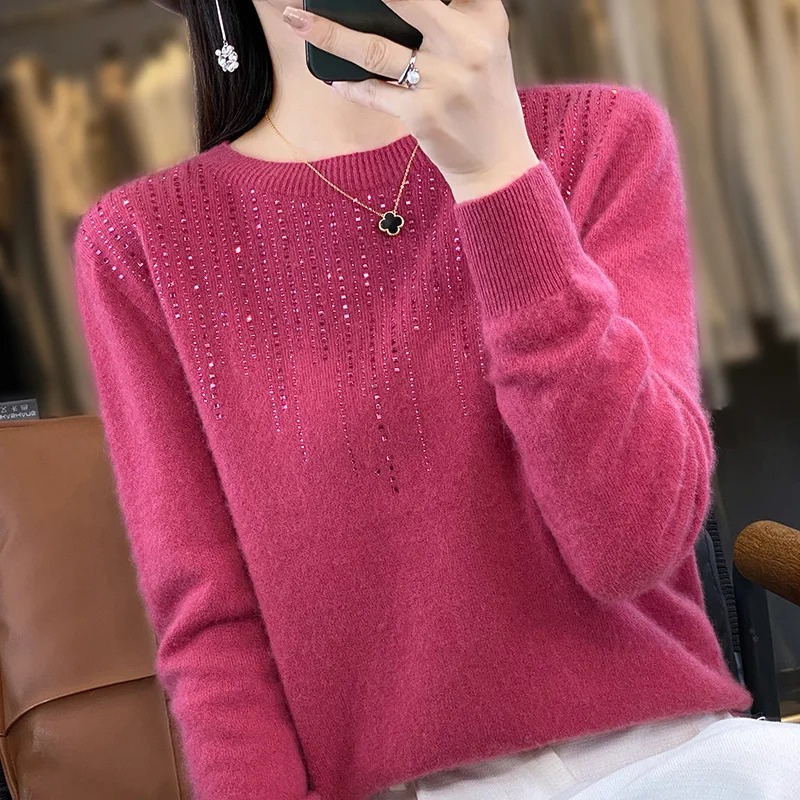 Heerlyk - Elegante Dames Trui met Rhinestone Versieringen