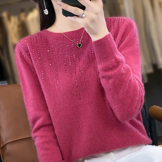 Heerlyk - Elegante Dames Trui met Rhinestone Versieringen
