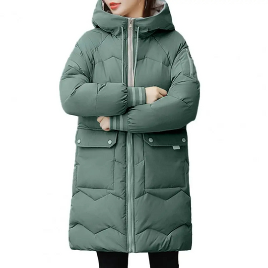Moda Lange Winterjas Dames - Gewatteerd Met Capuchon En Praktische Zakken