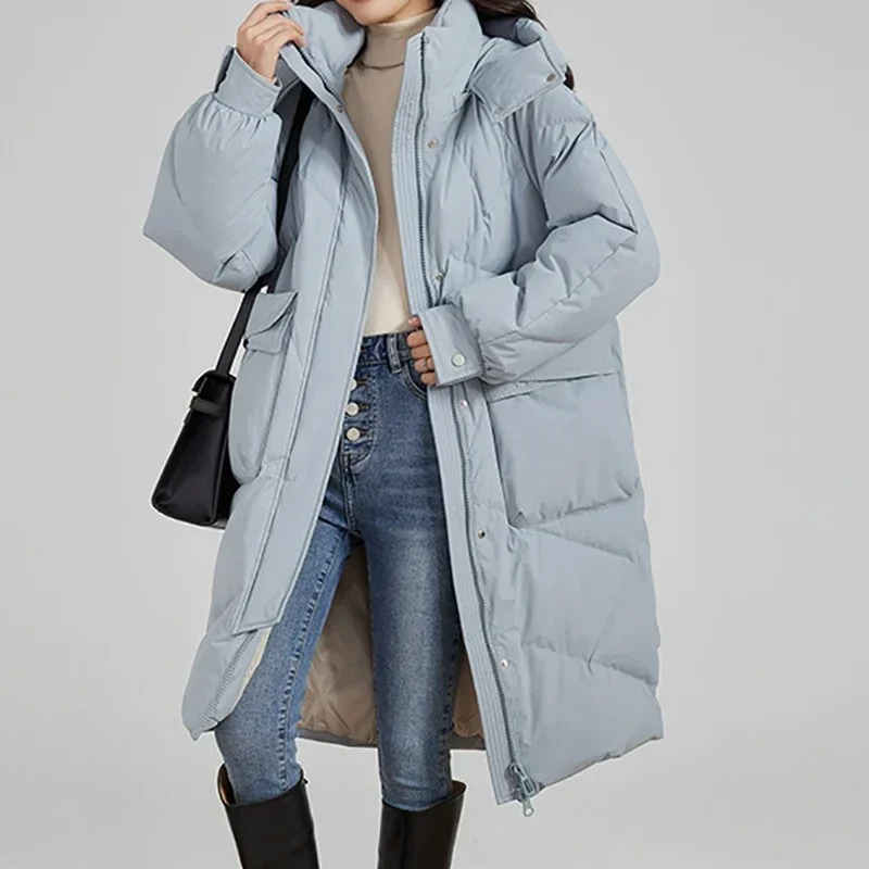Moda Puffer Jas Dames - Lang, Met Capuchon, Gewatteerde Winterjas