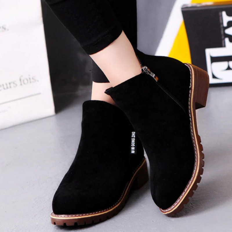 Opulent - Dames Casual Suède Enkellaarsjes, Antislip, Met Ritsluiting
