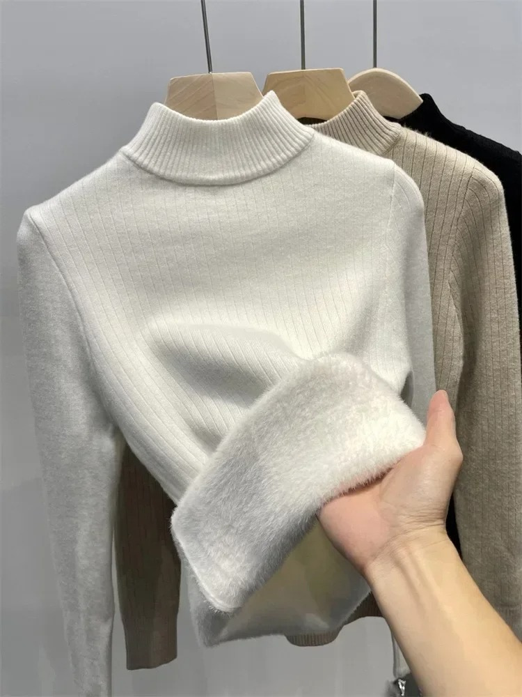 Moda Dames Coltrui - Thermische Ribgebreide Trui - Warm Gevoerd - Coltrui Dames