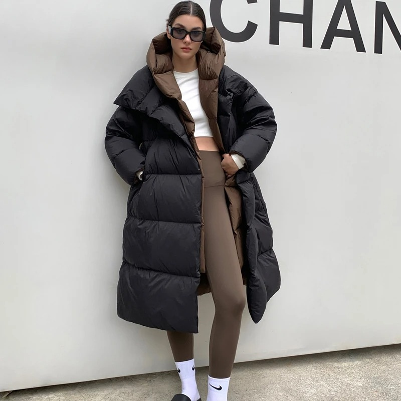 Gelimod - Lange Donsjas Dames Met Capuchon, Oversized Winterjas
