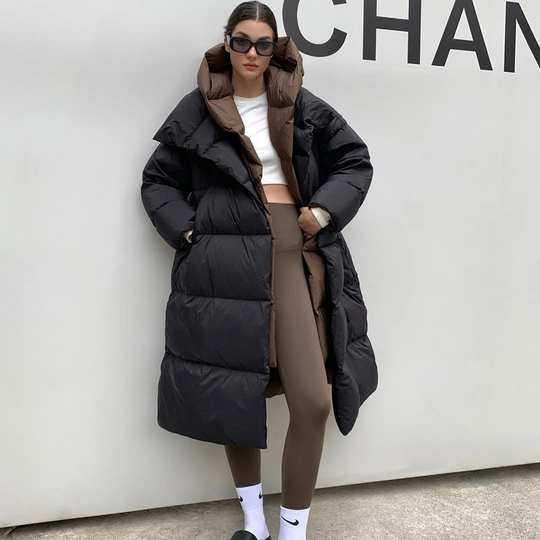 Gelimod - Lange Donsjas Dames Met Capuchon, Oversized Winterjas