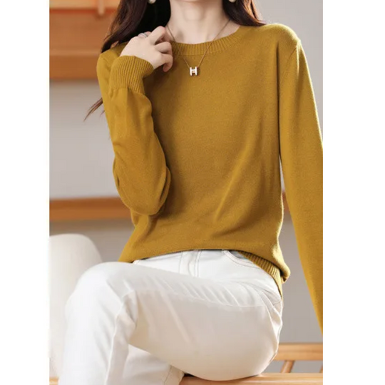 Moda Cashmere Trui Dames – Klassieke Ronde Hals, Zacht & Ademend