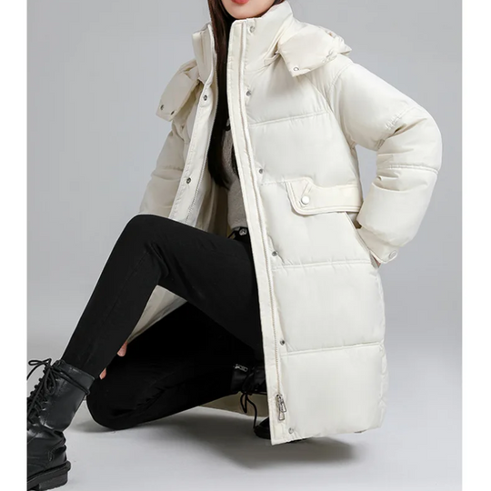 Zantora - Gewatteerde Jas Dames, Lang Puffer Model met Capuchon, Rits en Zakken