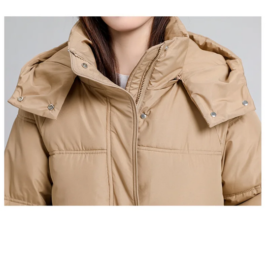 Zantora - Gewatteerde Jas Dames, Lang Puffer Model met Capuchon, Rits en Zakken