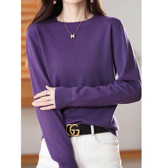 Moda Cashmere Trui Dames – Klassieke Ronde Hals, Zacht & Ademend