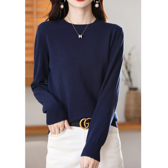 Moda Cashmere Trui Dames – Klassieke Ronde Hals, Zacht & Ademend
