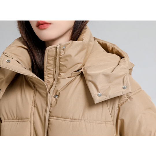 Zantora - Gewatteerde Jas Dames, Lang Puffer Model met Capuchon, Rits en Zakken