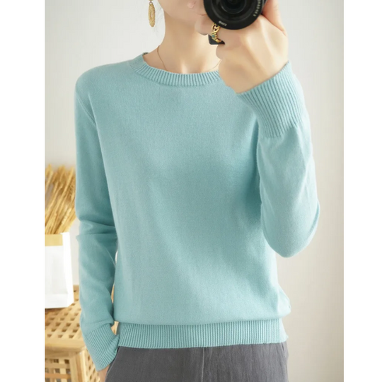 Moda Cashmere Trui Dames – Klassieke Ronde Hals, Zacht & Ademend