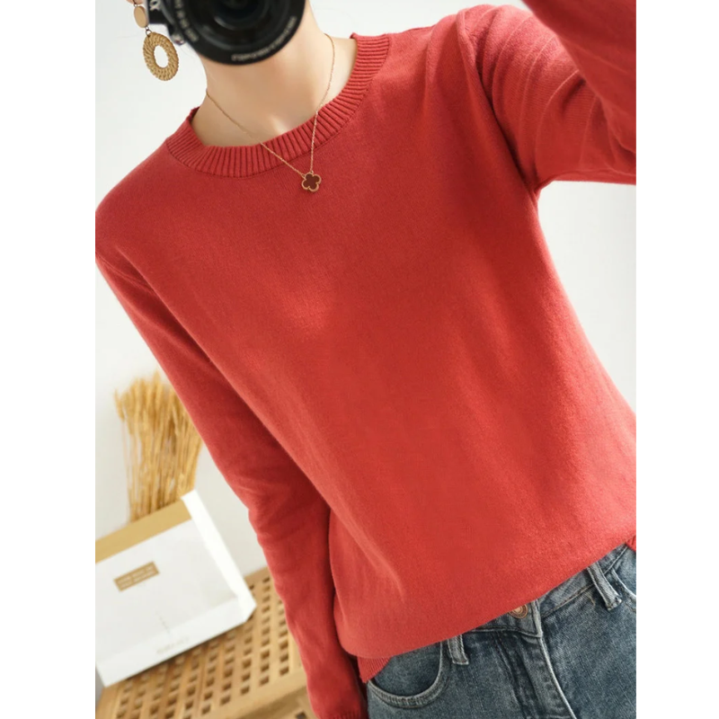 Moda Cashmere Trui Dames – Klassieke Ronde Hals, Zacht & Ademend