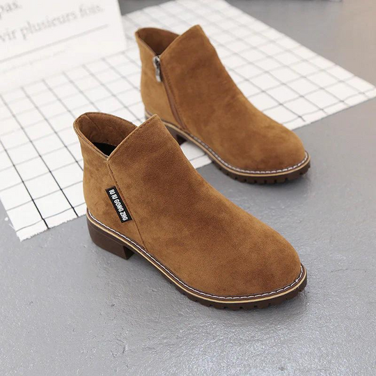 Opulent - Dames Casual Suède Enkellaarsjes, Antislip, Met Ritsluiting