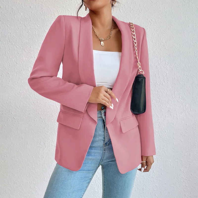 Feliora - Dames Open-Front Blazer, Lange Mouw, Getailleerde Pasvorm, Casual Chic