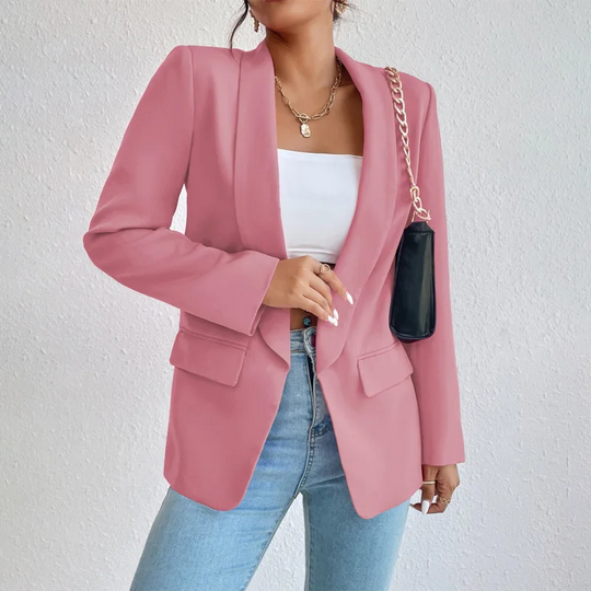 Feliora - Dames Open-Front Blazer, Lange Mouw, Getailleerde Pasvorm, Casual Chic