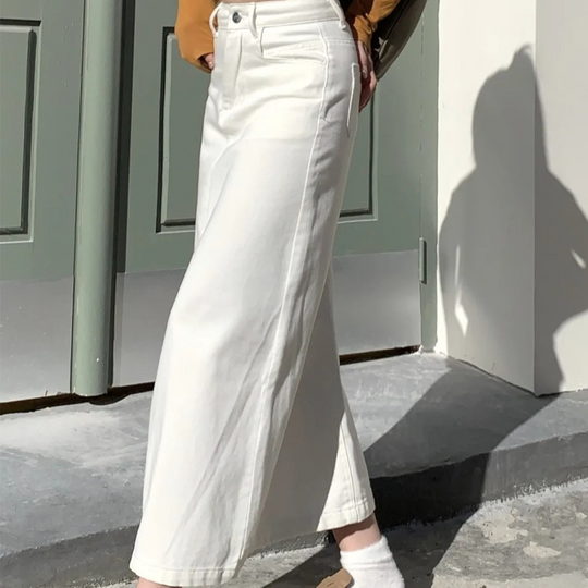 MODA Loose Fit Witte Lange Spijkerrok