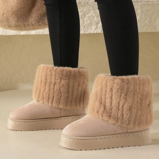 Moda Dames Gevoerde Laarzen, Enkelhoogte, Warme Nepbont Look