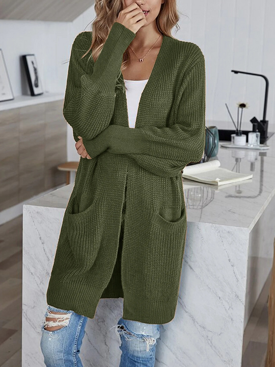 Moda Lange Vesten Dames - Casual Gebreid Vest met Zakken