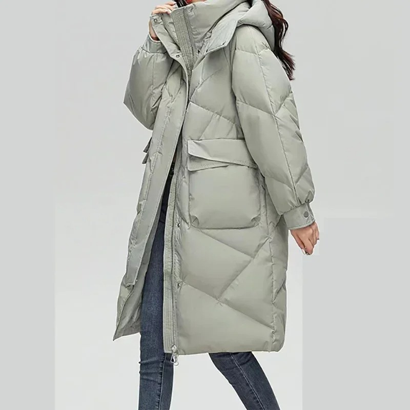 Moda Puffer Jas Dames - Lang, Met Capuchon, Gewatteerde Winterjas