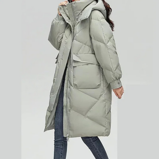 Moda Puffer Jas Dames - Lang, Met Capuchon, Gewatteerde Winterjas