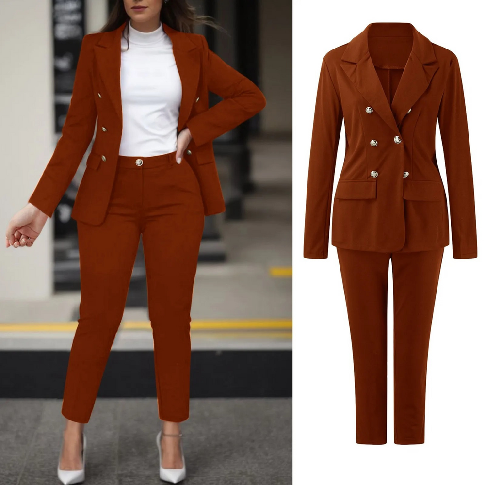 MODA double breasted jas slim fit broek blazer en broek set