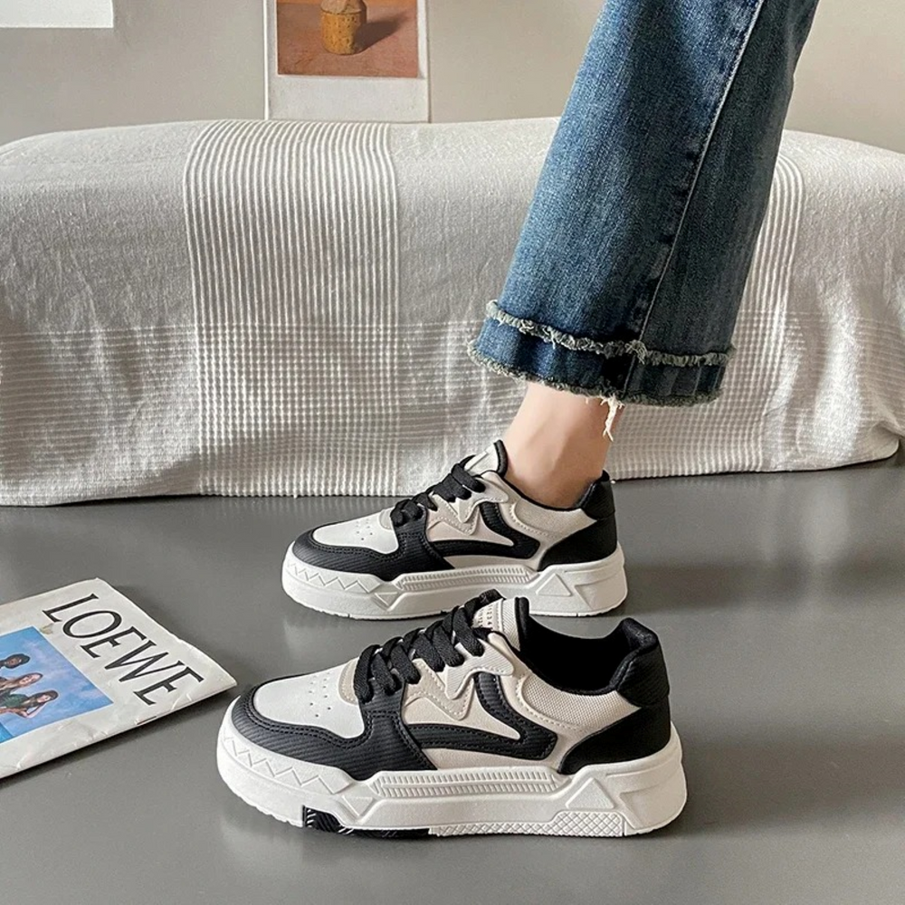 MODA Eenvoudige Leren Lichtgewicht Witte Damesschoenen