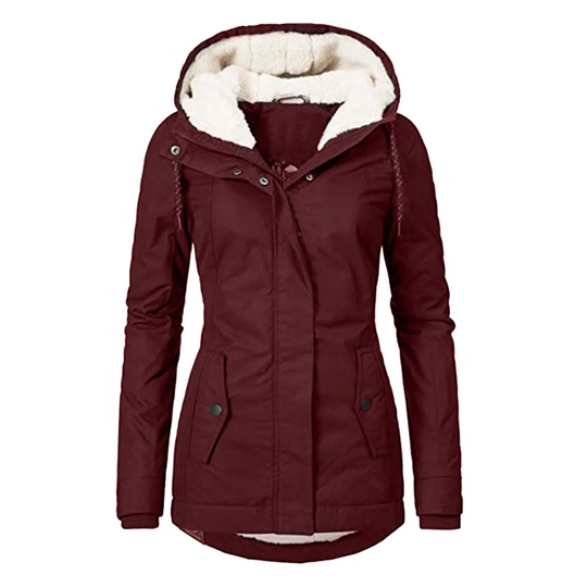 Moda Lange Winterjas Dames - Met Capuchon, Fleece Voering, Warme Jas
