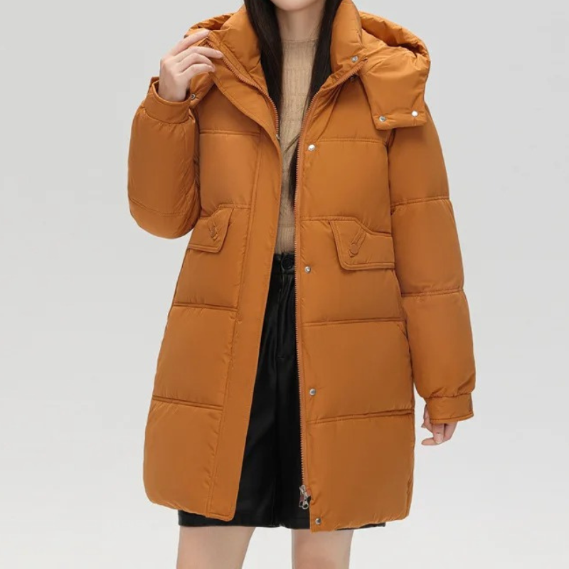 Zantora - Gewatteerde Jas Dames, Lang Puffer Model met Capuchon, Rits en Zakken