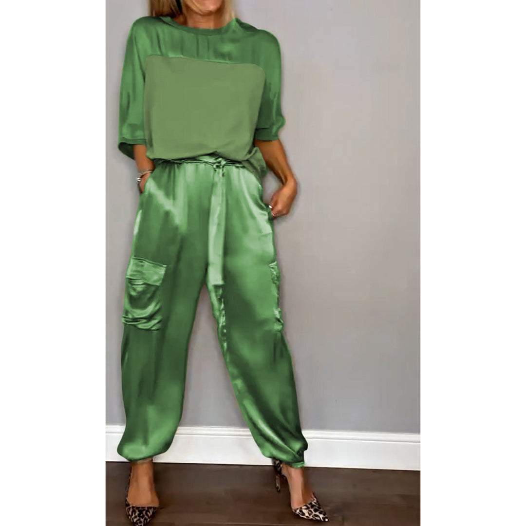 Groene 2-delige dames set met broek en shirt