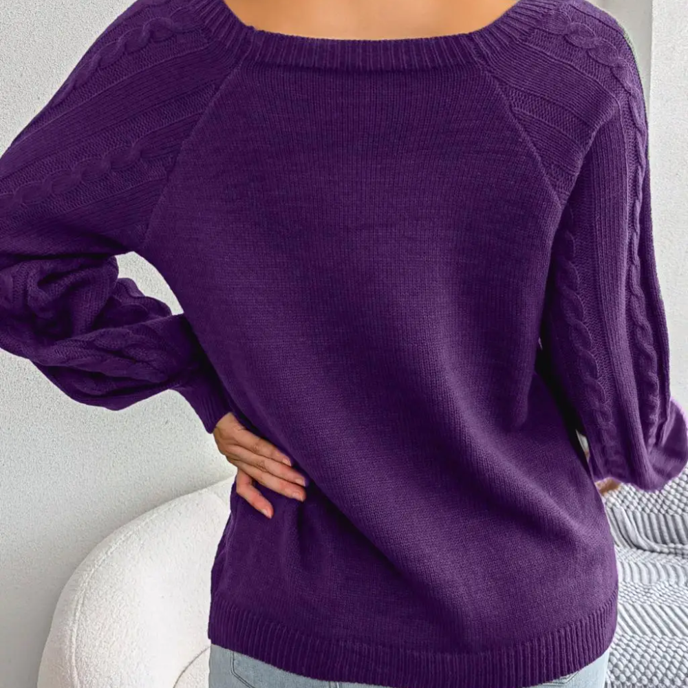 Moda Kabeltrui Dames - Knopen Detail, Losse Pasvorm, Lange Mouwen