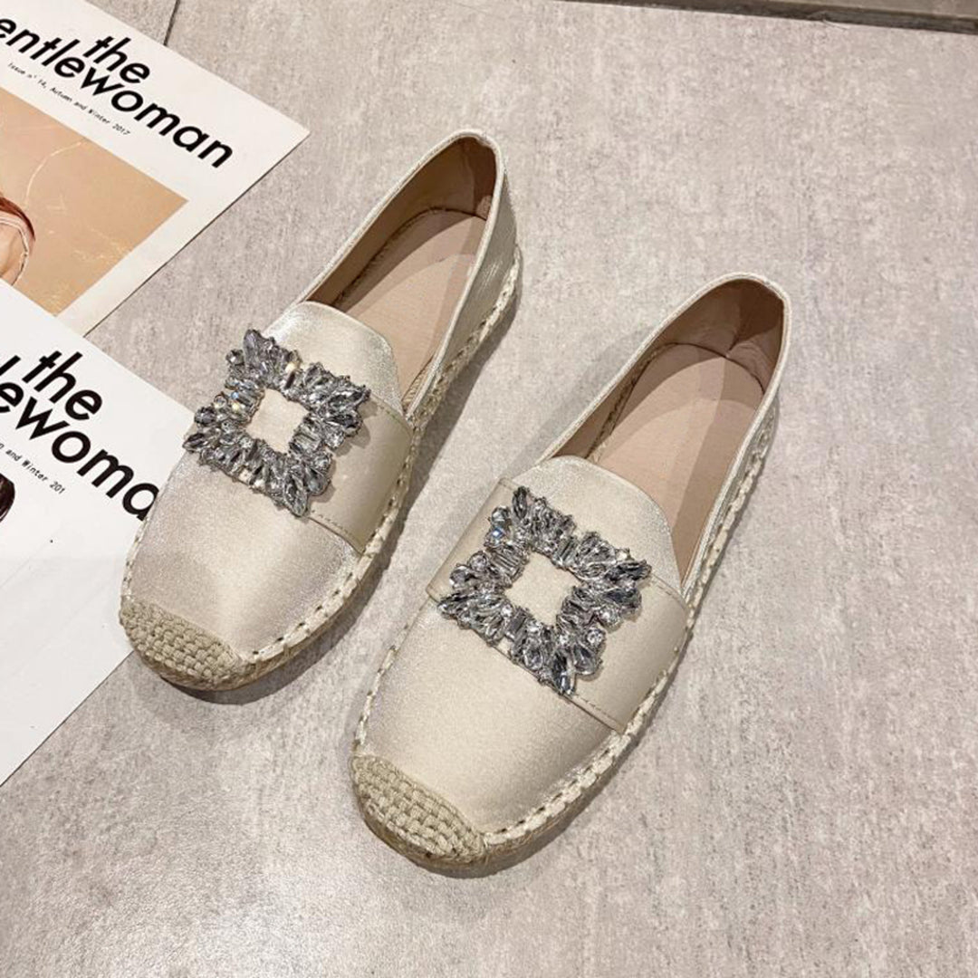 MODA canvas espadrilles met kristallen embleem