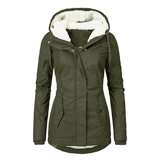 Moda Lange Winterjas Dames - Met Capuchon, Fleece Voering, Warme Jas