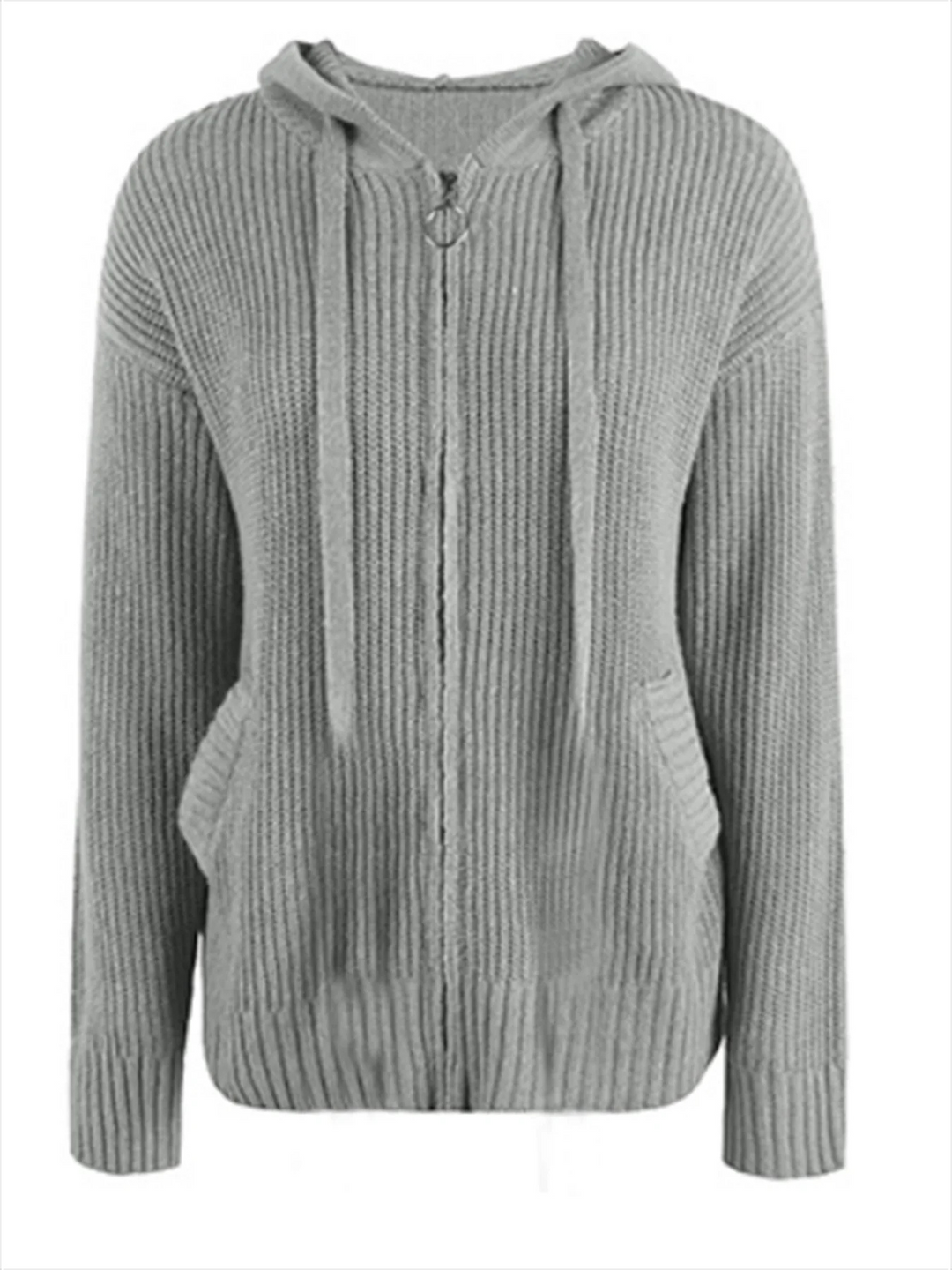 Moda Dames Vest met Rits - Gebreid Met Capuchon en Zakken
