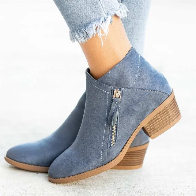 Regilux - Dames Casual Suède Enkellaarzen, Lage Hak, Ritssluiting