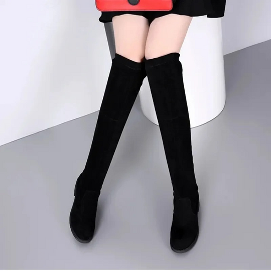 Moda Overknee Laarzen - Dameslaarzen, Comfortabele Stretch Stof, Trendy Look