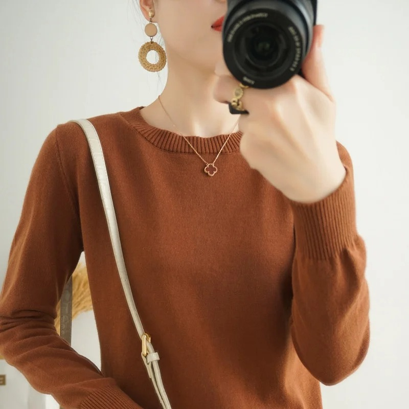 Moda Cashmere Trui Dames – Klassieke Ronde Hals, Zacht & Ademend