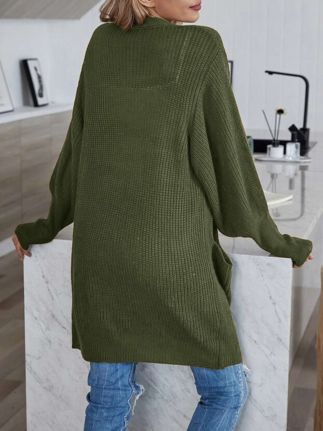 Moda Lange Vesten Dames - Casual Gebreid Vest met Zakken