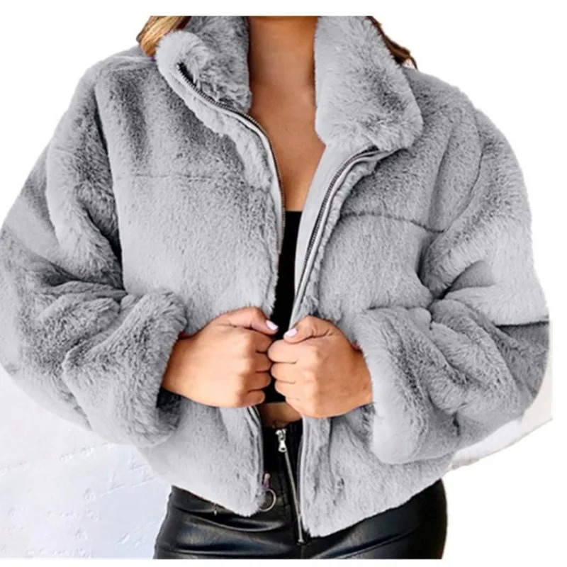 Morvell - Modieuze Teddy Jas Dames - Korte Winterjas met Rits en Kraag