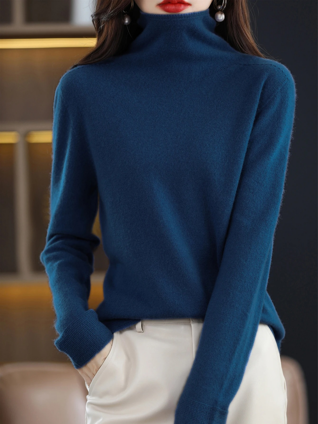 Moda Cashmere Trui Dames – Coltrui Zachte en Comfortabele Gebreide Trui