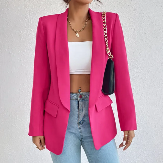 Feliora - Dames Open-Front Blazer, Lange Mouw, Getailleerde Pasvorm, Casual Chic