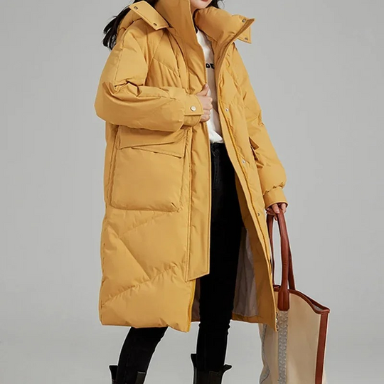 Moda Puffer Jas Dames - Lang, Met Capuchon, Gewatteerde Winterjas