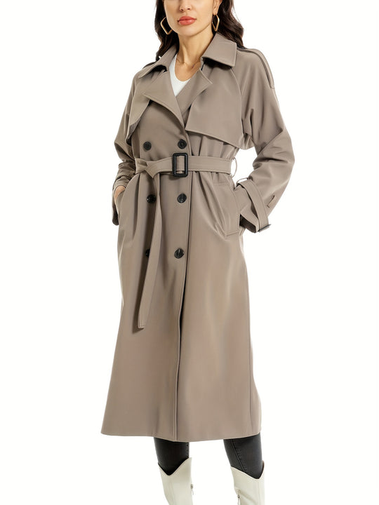 Coativa - Dames Lange Dubbelrijige Trenchcoat