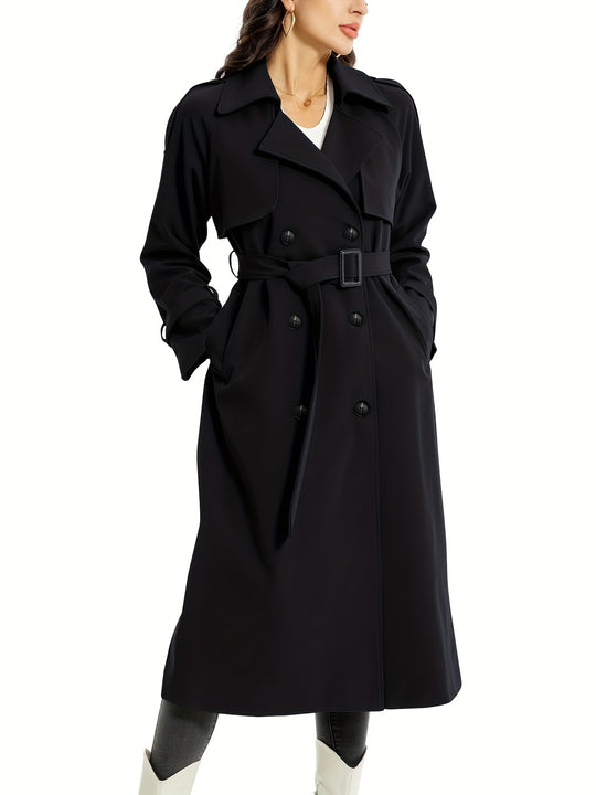 Coativa - Dames Lange Dubbelrijige Trenchcoat
