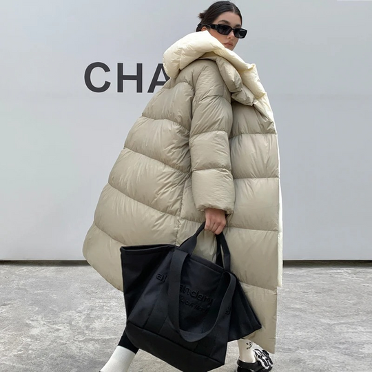 Gelimod - Lange Donsjas Dames Met Capuchon, Oversized Winterjas