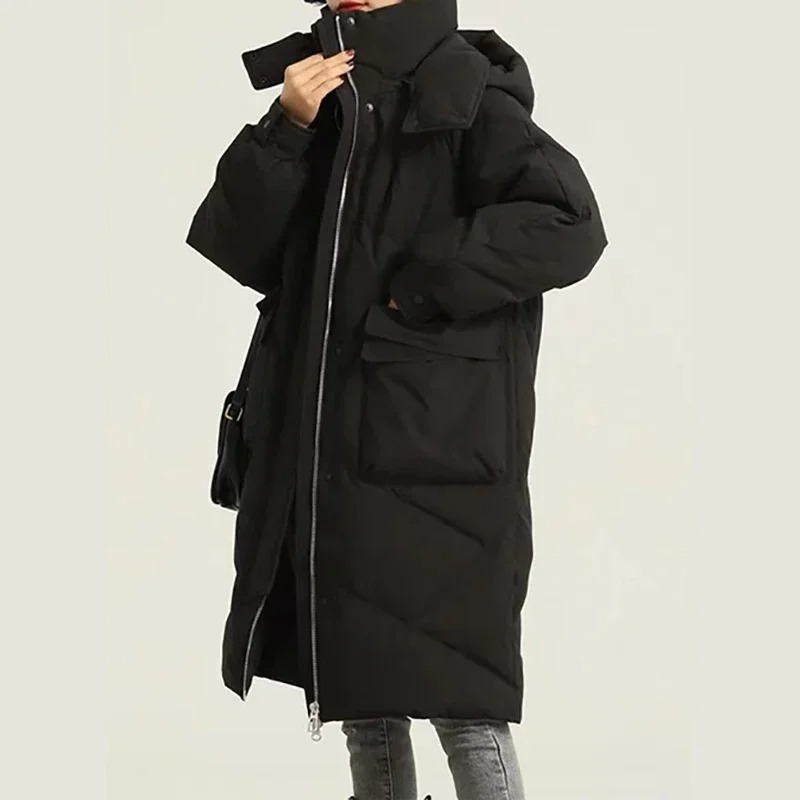 Moda Puffer Jas Dames - Lang, Met Capuchon, Gewatteerde Winterjas