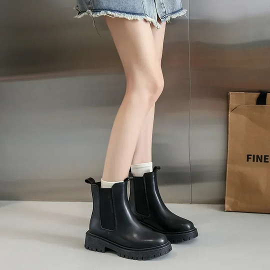 Solatia - Dames Chelsea Boots van Leer met Elastische Zijkanten