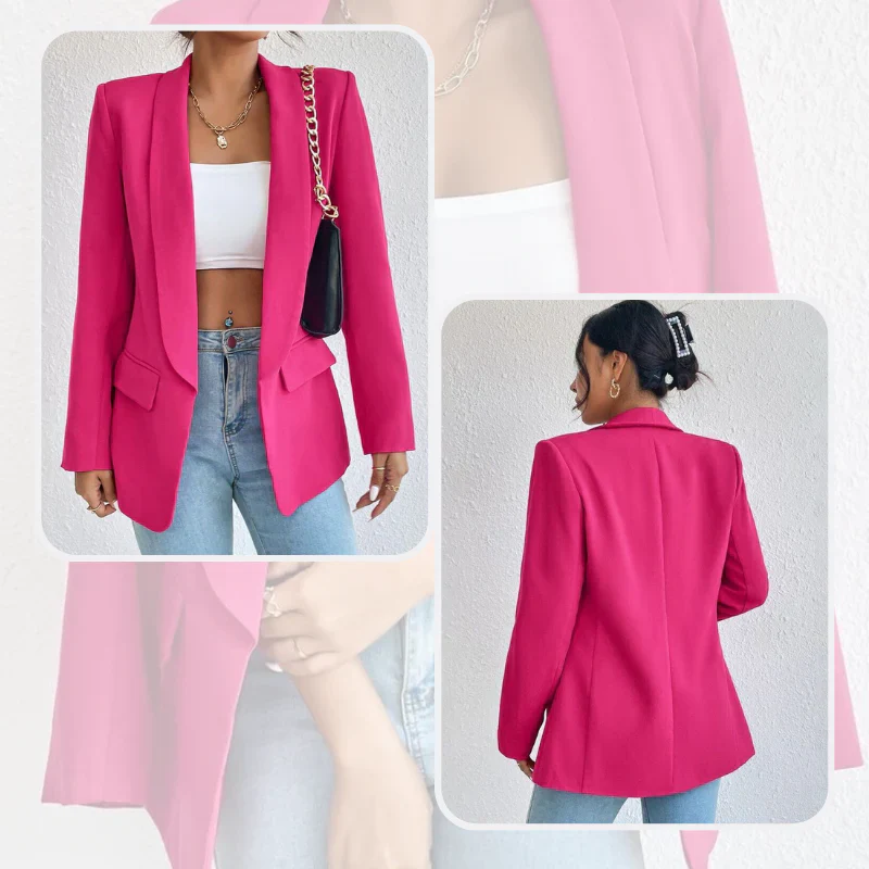Feliora - Dames Open-Front Blazer, Lange Mouw, Getailleerde Pasvorm, Casual Chic