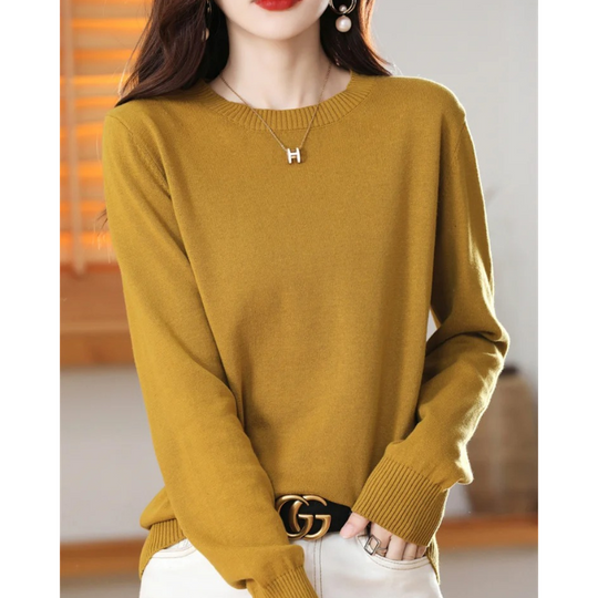 Moda Cashmere Trui Dames – Klassieke Ronde Hals, Zacht & Ademend